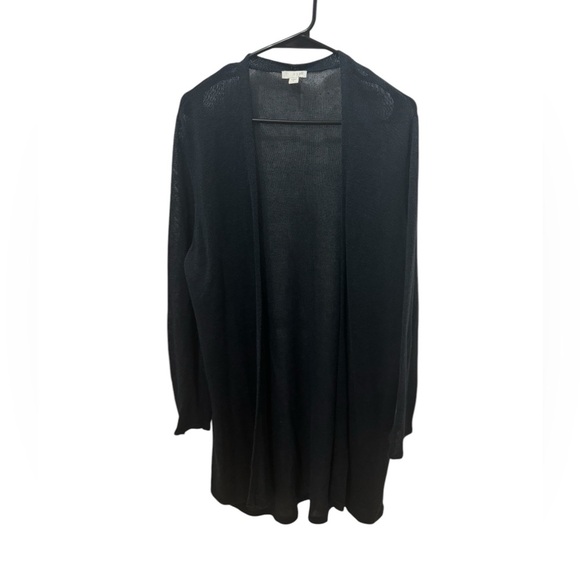 J.Jill Linen Blend Long Line Navy Blue Open Cardigan Size Large - Picture 1 of 4